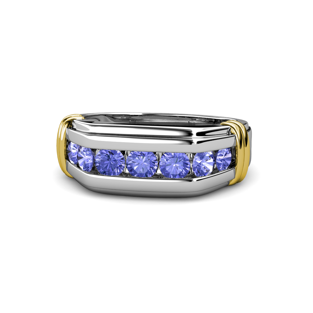 Brad Tanzanite 7 Stone Men Wedding Ring (8.5 mm) 